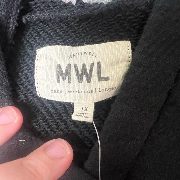 Madewell MWL Woman Size 3X Airyterry Hoodie‎ Sweatshirt in True Black - Picture 2 of 8